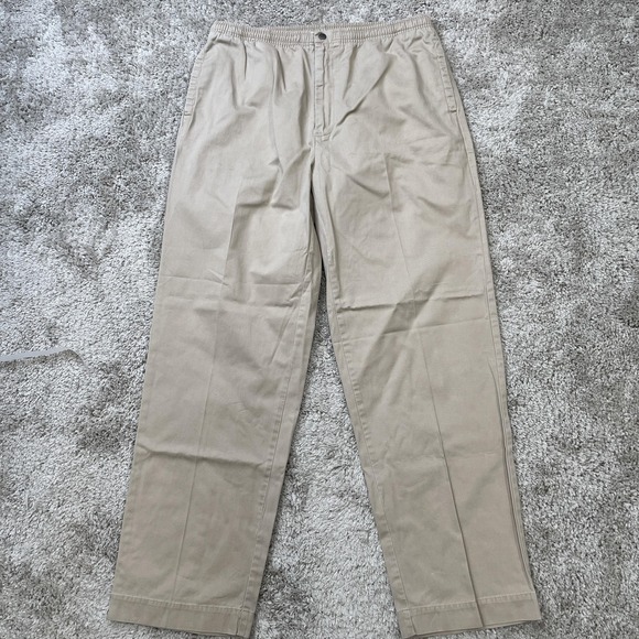 Polo Ralph Lauren Pants Mens Extra Large Beige Khaki Elastic Waist Cotton Casual - Picture 1 of 16
